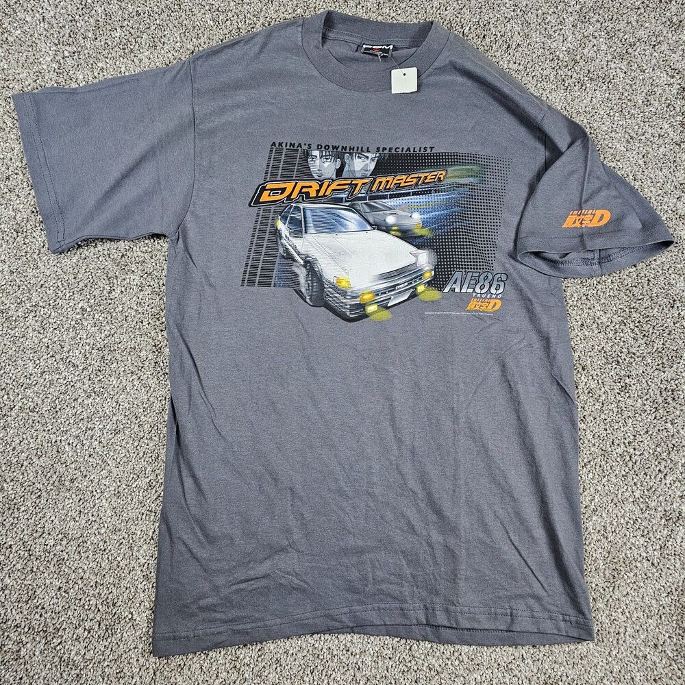 Vintage Initial D Shirt Mens Medium Gray Y2K Anime ODM Drift Toyota AE36 Trueno